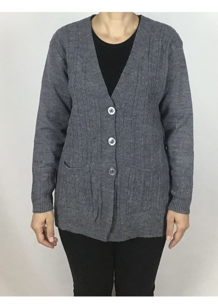 Önü Düğmeli Cepli Yünlü Kısa Anne Hırka modelleri
