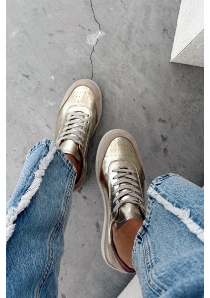Boho Gold Hakiki Deri Sneaker