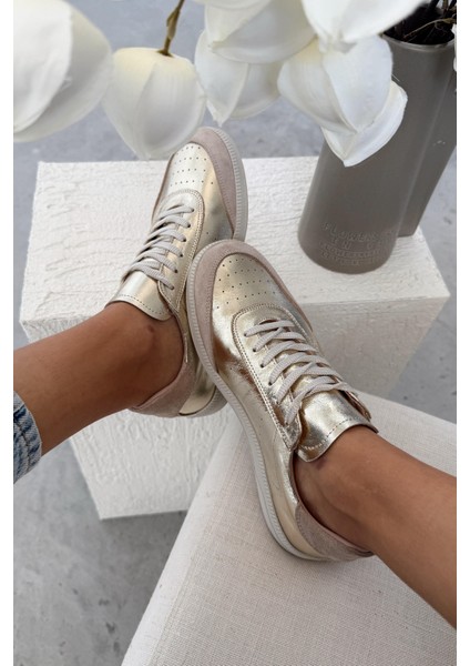 Boho Gold Hakiki Deri Sneaker