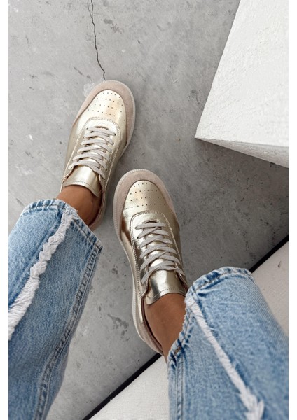 Boho Gold Hakiki Deri Sneaker