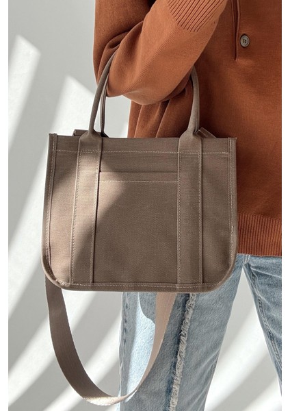 Vizon Renk Kanvas Tote Bag modelleri