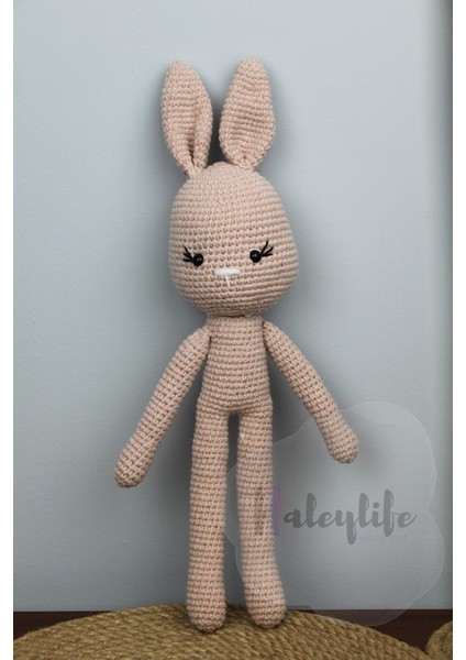Aleylife Amigurumi Organik Tavşan Uyku- Oyun Arkadaşı Açık Pembe