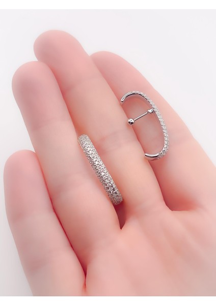 Cerrahi Çelik Piercing Zirkon Taşlı Anti Tragus Piercing (1ADET)