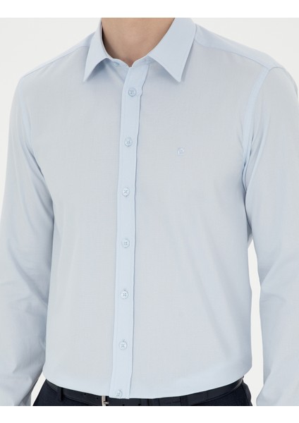 Erkek Açık Mavi Slim Fit Uzun Kollu Gömlek 50282982-VR003