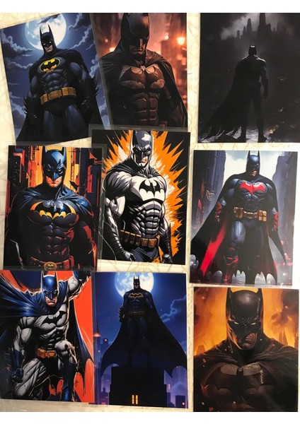 Batman Temalı Fotoğraf Kağıdına Pvc Kaplama 9 Adet 6x8 cm Fotokart Kartpostal