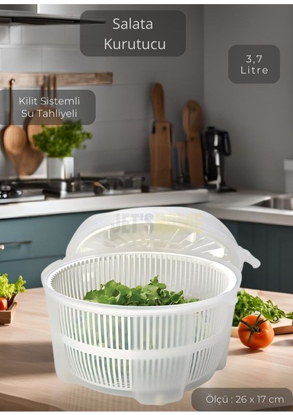 Salata Kurutucu Kilitli Kapak Sebze Kurutucu Bpa Free Yeşillik Yıkama Kurutma Kabı 3,7 Litre fiyatları