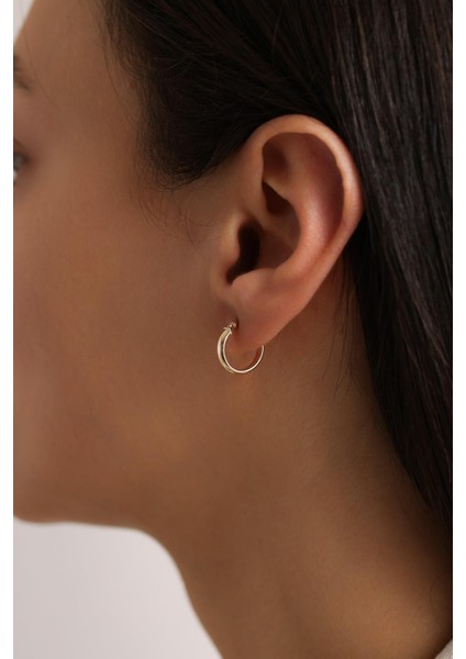 14 Ayar Sade Halka Altın Küpe