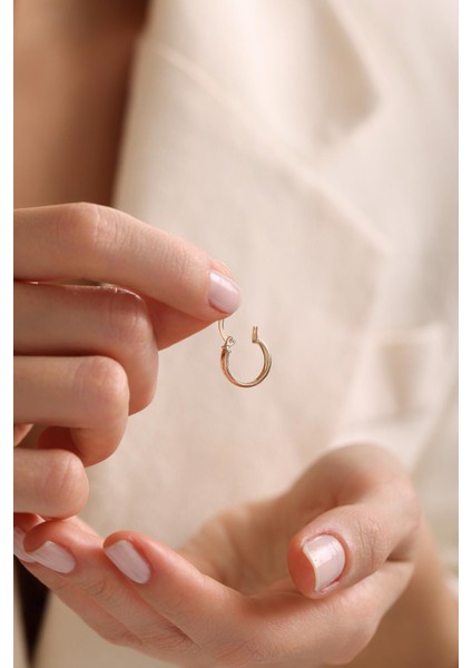 14 Ayar Sade Halka Altın Küpe modelleri