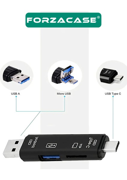 USB 3.0 Type-C Micro USB Kart Okuyucu 5in1 USB Otg Micro Sd/tf Çevirici - FC983