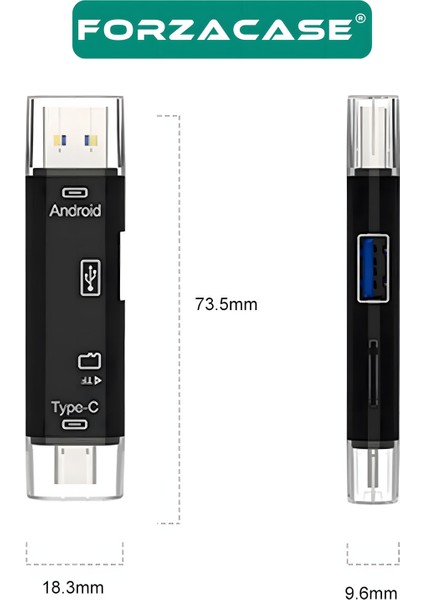 USB 3.0 Type-C Micro USB Kart Okuyucu 5in1 USB Otg Micro Sd/tf Çevirici - FC983