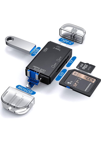 USB 3.0 Type-C Micro USB Kart Okuyucu 6in1 USB Otg Sd/tf Çok Fonksiyonlu Çevirici - FC984