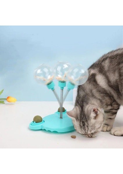 Eğlenceli Kedi Ödül Maması Dağıtıcı Oyuncak Sevimli Ayı Şeklinde Yemek Çemberi Topları Yaylı Yavaş Besleme Oyuncağı Zihinsel Egzersiz Evcil Hayvan Eğitimi Ve Kedi Nanesi Topu Catnipli (Mavi)
