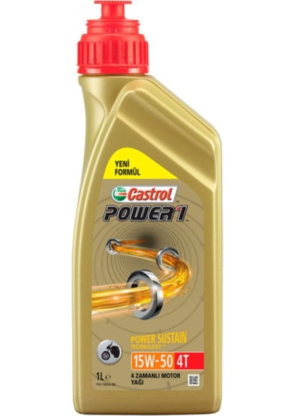 Castrol power1 15w/50 4t 1 lt 4 zamanlı motosiklet yağı