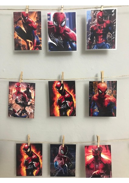 Örümcek Adam Temalı Fotograf Kagıdına Pvc Kaplama 9 Adet 6X8CM Fotokart Kartpostal modelleri