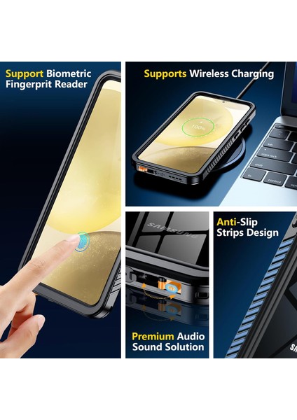 Samsung Galaxy S25 Için IP68 Su Geçirmez, Kar ve Toza Dayanıklı, Dahili Ekran Koruyuculu Tam Vücut Telefon Kılıfı Siyah (Yurt Dışından) indirimleri