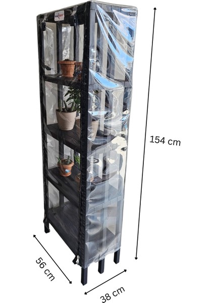 Portatif Balkon Bahçe Serası - Dekoratif Şeffaf Brandalı Raf