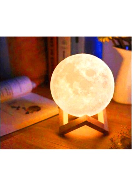 3D Moon Lamp Ay Küre Gece Lambası Ayaklı (4172)