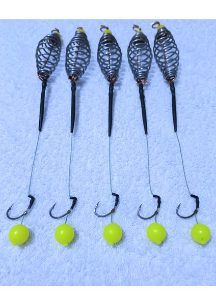 5 Adet Yaylıyüzen Özellikli 14 mm Fosforlu Boncuklu Sazan Rig Takımı