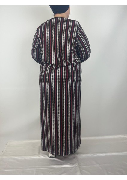 Kadın Siyah Kırmızı Bej Desenli V Yaka Uzun Kollu Kol Bilekleri Lastikli Süet Mevsimlik Anne Elbise modelleri