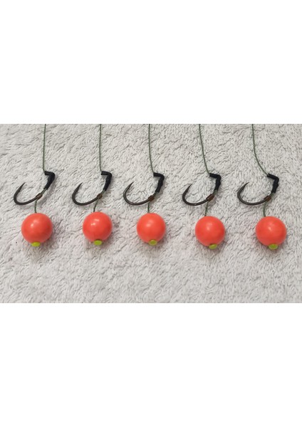 5 Adet Yaylı 14 mm Kırmızı Boncuklu Sazan Rig Takımı modelleri