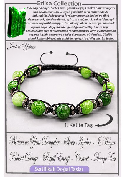 Sertifikalı Kaliteli Terahertz - Yeşim Taşı Bileklik - Ayarlamalı