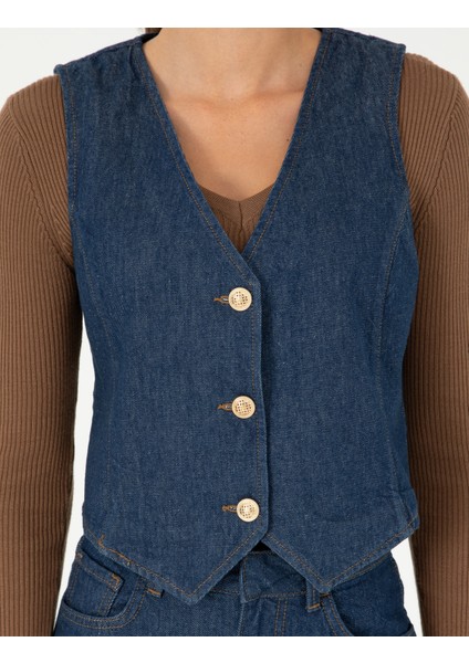 Kadın İndigo Slim Fit Yelek 50291407-VR028