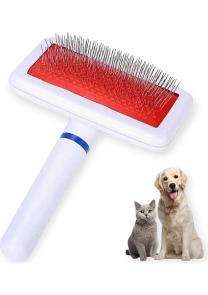 Acıtmaz Uçlu Beyaz Tel Fırça Kedi Köpek Evcil Hayvan Tarağı Tüy Fırçası