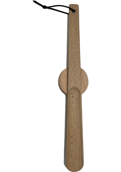 Klasik Model Naturel Mıknatıslı Ahşap El Oyması Ayakkabı Çekeceği 45 cm
