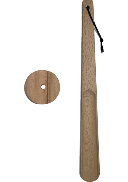 Klasik Model Naturel Mıknatıslı Ahşap El Oyması Ayakkabı Çekeceği 45 cm