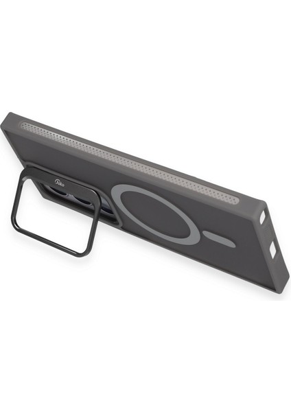 Samsung Galaxy S24 Ultra Stantlı Kılıf Lens Korumalı Kılıf Mat Magsafe Özellikli Kılıf - Gri fiyatları