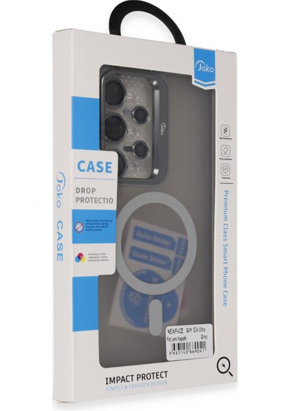 Samsung Galaxy S24 Ultra Stantlı Kılıf Lens Korumalı Kılıf Mat Magsafe Özellikli Kılıf - Gri modelleri
