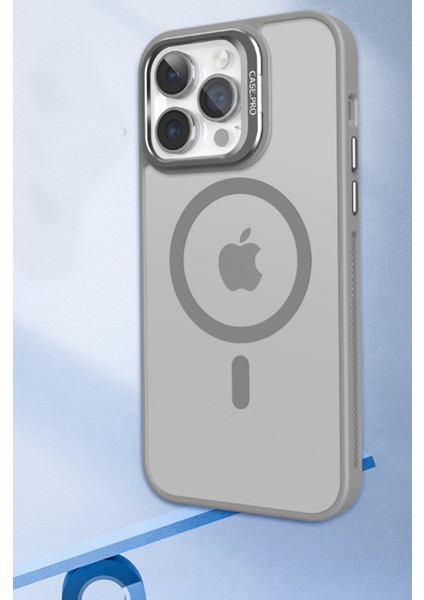 iPhone 15 Kılıf Stantlı Kılıf Lens Korumalı Kılıf Mat Magsafe Özellikli Kılıf - Lacivert
