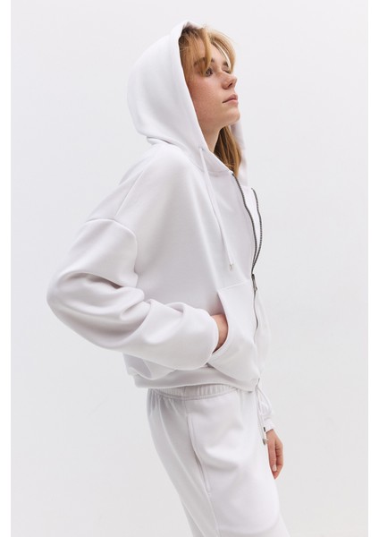 Moddal Kumaş Yumuşak Ipeksi Dokunuş Fermuarlı Kapüşonlu Sweatshirt