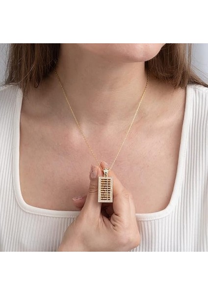 316L Çelik Altın Renk Gold Kadın Abaküs Taşlı Kararmaz Kolye fırsatları