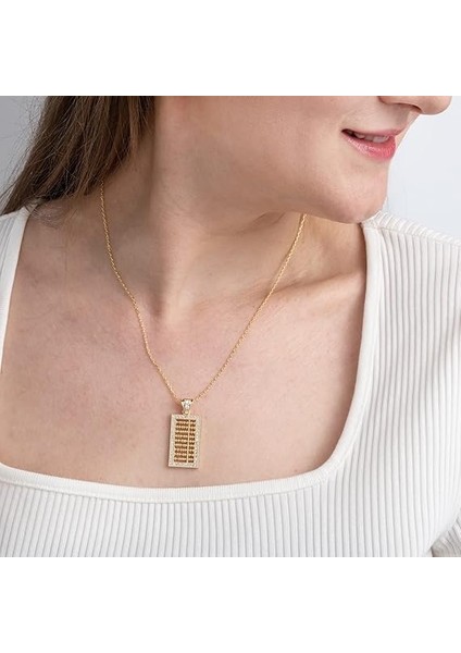 316L Çelik Altın Renk Gold Kadın Abaküs Taşlı Kararmaz Kolye indirimleri