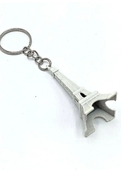 Metal Anahtarlık Gümüş 3D Eyfel Kulesi