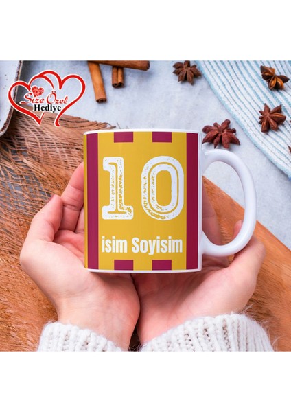 Kişiye Özel Isimli Sarı Kırmızı Temalı Kupa Bardak