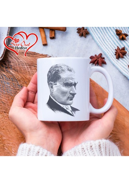 Kişiye Özel Mustafa Kemal Atatürk Temalı Imzalı, Fotoğraflı ve Isimli Kupa Bardak