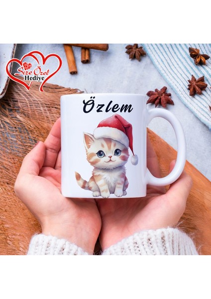 Kişiye Özel Isimli ve Kedi Temalı Kupa Bardak - Size Özel Hediye