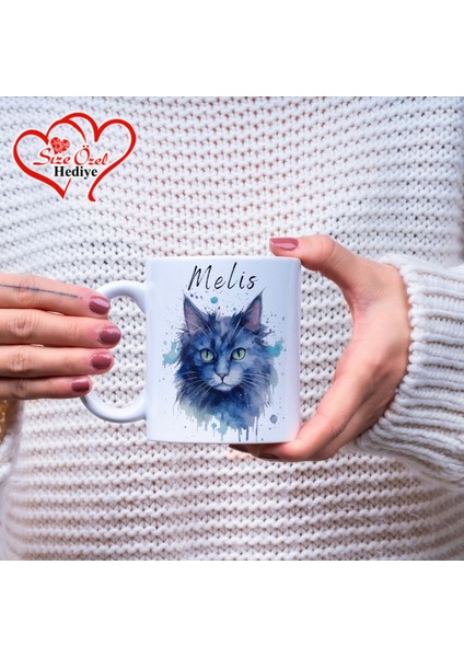Kişiye Özel Isimli ve Kedi Temalı Kupa Bardak - Size Özel Hediye fiyatları