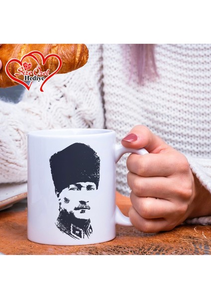 Kişiye Özel Mustafa Kemal Atatürk Temalı Imzalı, Fotoğraflı ve Isimli Kupa Bardak