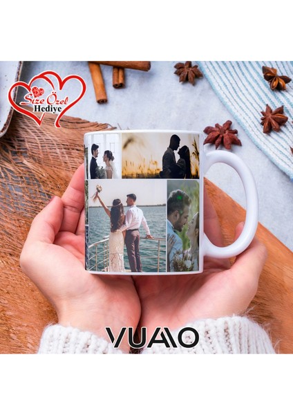 Kişiye Özel Isimli 10 Fotoğraflı Kolaj Kupa Bardak, Isme Özel Kişiselleştirilmiş Hediye Kupa Bardağı