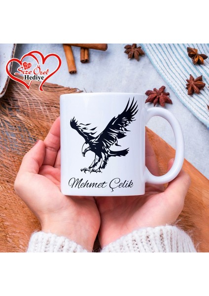 Kişiye Özel Isimli ve Kartal Temalı Kupa Bardak