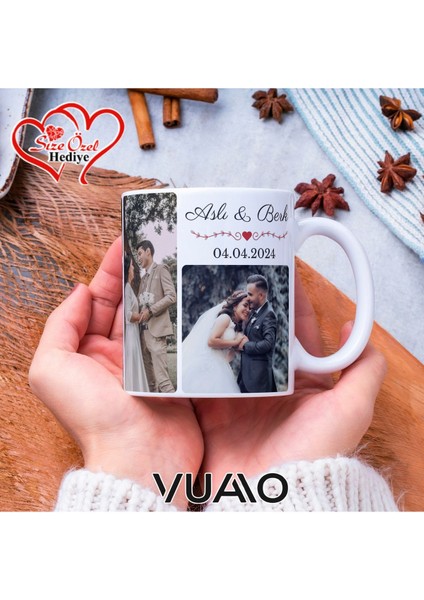 Kişiye Özel Isimli 9 Fotoğraflı Kolaj Kupa Bardak - Isme Özel Kişiselleştirilmiş Hediye Kupa Bardağı