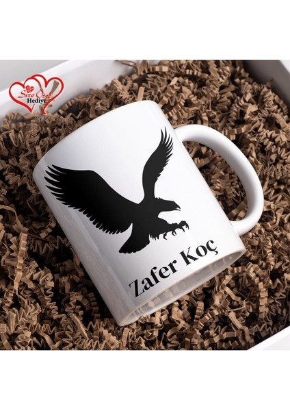 Kişiye Özel Isimli ve Kartalı Kupa Bardak