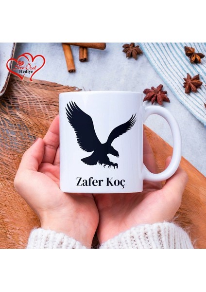 Kişiye Özel Isimli ve Kartalı Kupa Bardak