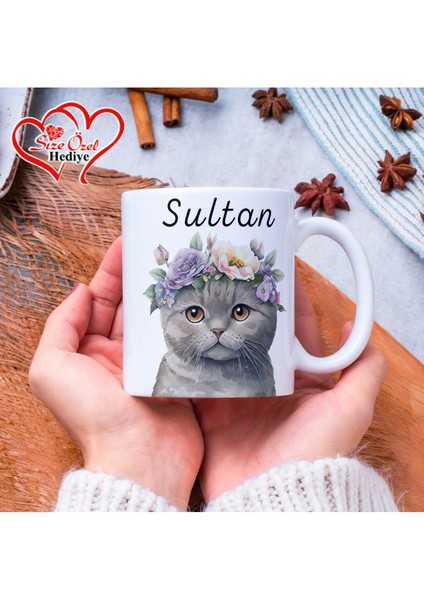 Kişiye Özel Isimli ve Kedi Temalı Kupa Bardak - Size Özel Hediye