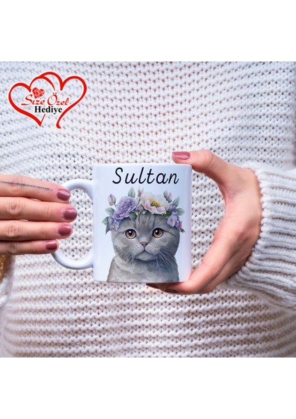 Kişiye Özel Isimli ve Kedi Temalı Kupa Bardak - Size Özel Hediye