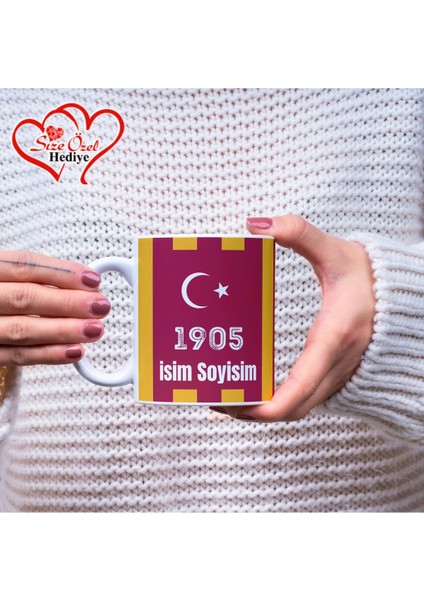 Kişiye Özel Isimli Sarı Kırmızı Temalı Kupa Bardak
