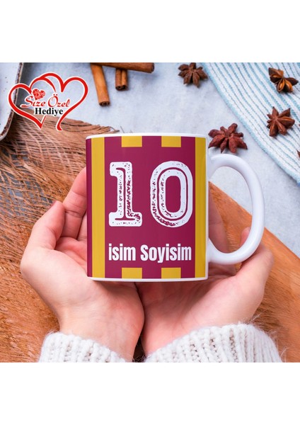 Kişiye Özel Isimli Sarı Kırmızı Temalı Kupa Bardak